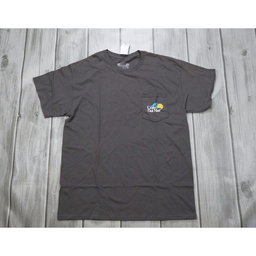 NEW Costa Men's Founders Logo Graphic T-shirt Charcoal Gray 100% Cotton Sz Large
